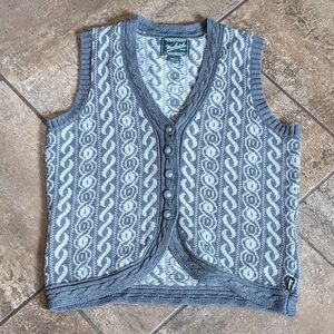 Woolrich Sweater Vest Women's Charcoal Heather Cotton Cable Knit Size L.